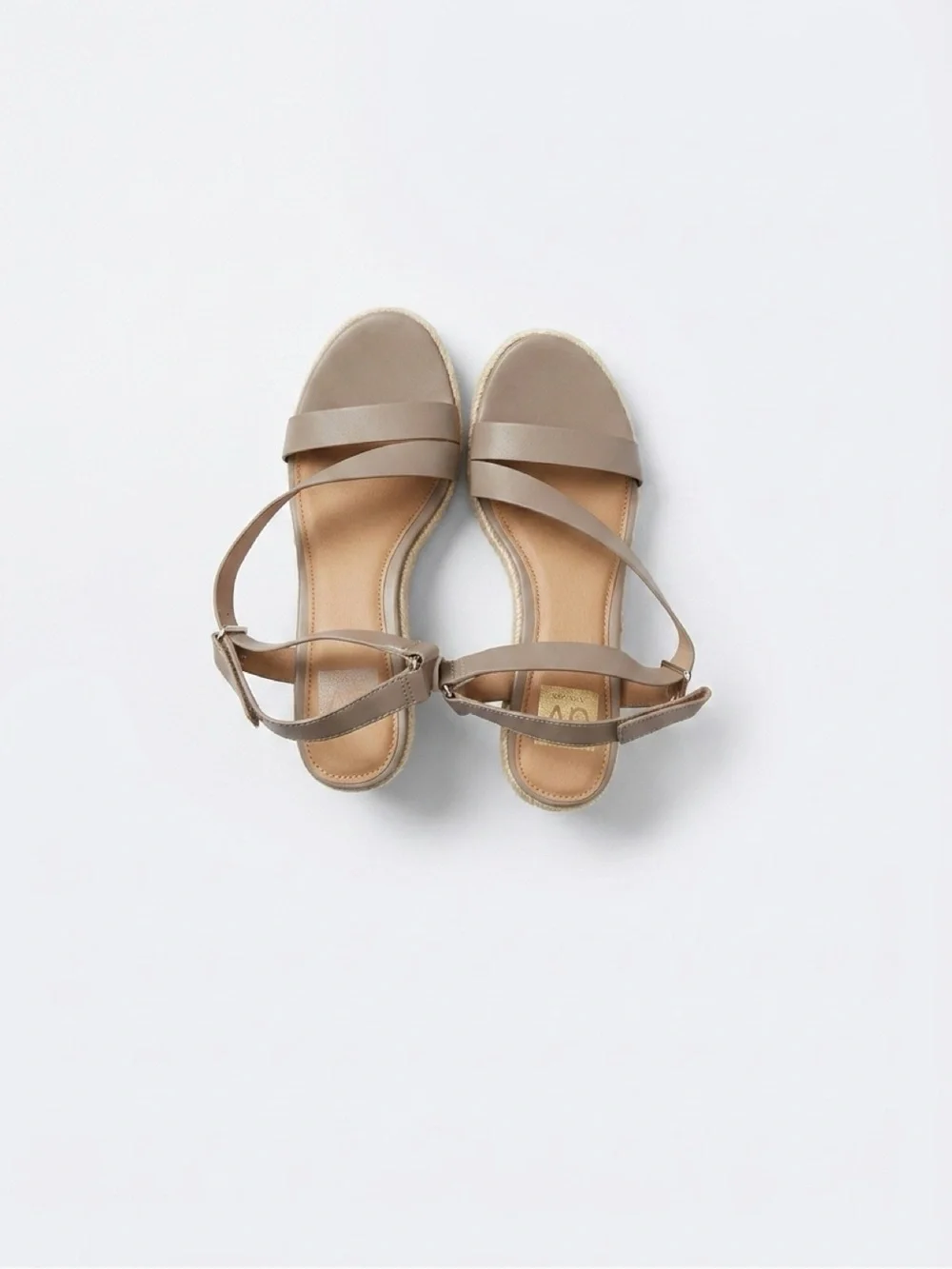 Dolce Vita Taupe Leather Wedge Espadrilles